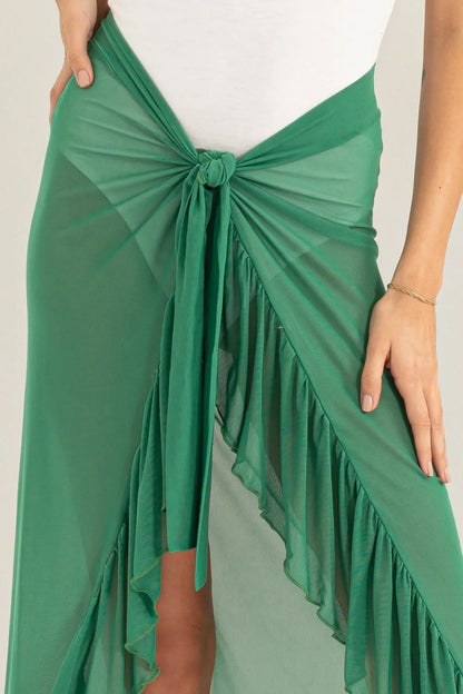 HYFVE Ruffle Trim Cover Up Sarong Skirt - Premium Bottoms from Trendsi - Just $31.06! Shop now at Handbags Specialist Headquarter