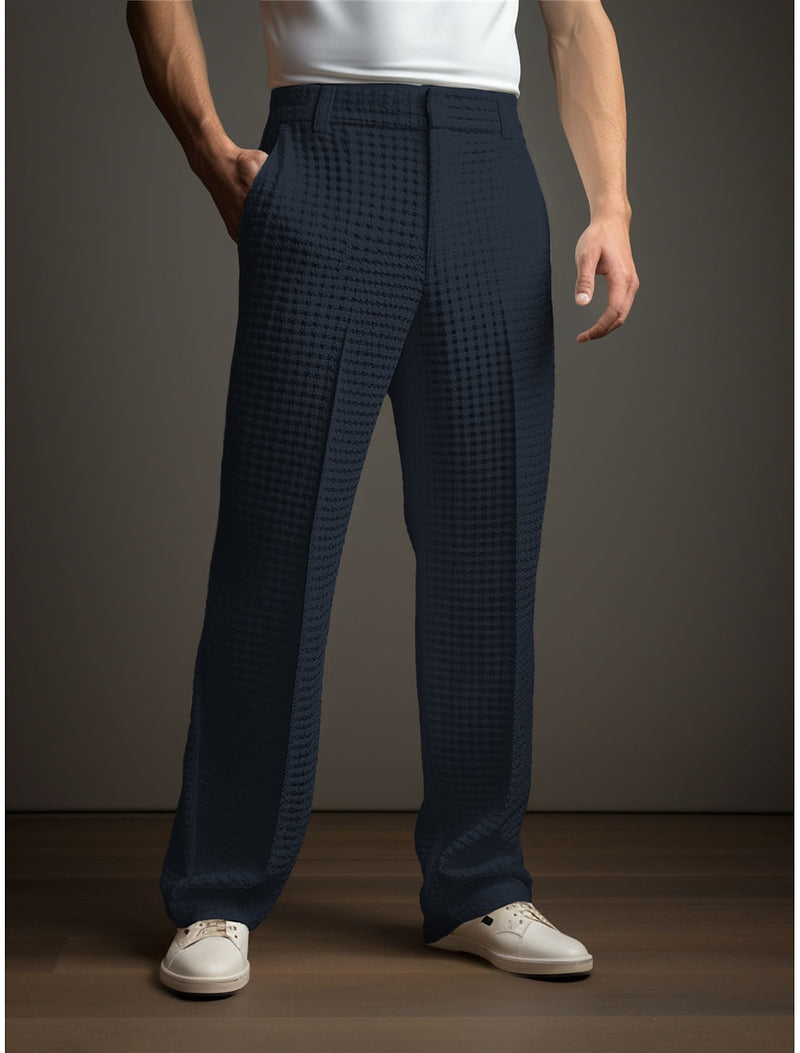 Men's Dress Pants Trousers Suit Pants Waffle Pants Front Pocket Straight Leg Plain Comfort Business Daily Holiday Fashion Chic & Modern Black White Stretchy - Premium Men's Pants from Handbags Specialist Headquarter - Just $39.99! Shop now at Handbags Specialist Headquarter