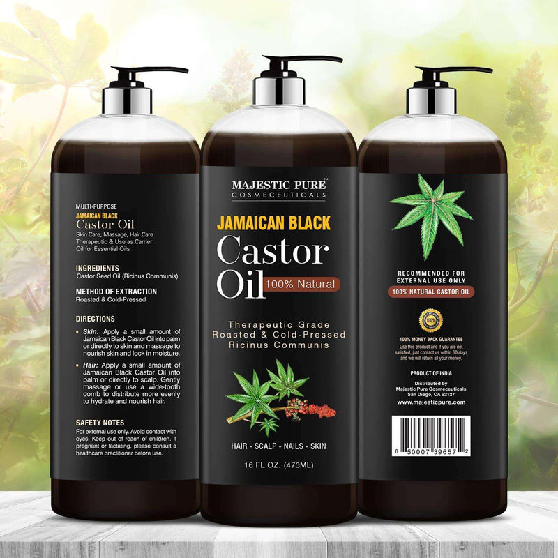 Majestic Pure Jamaican Black Castor Oil for Hair Growth & Natural Skin Care - Roasted & Cold-Pressed - Massage, Scalp, Hair and Nails - 16 fl oz - Premium Health from Visit the MAJESTIC PURE Store - Just $26.99! Shop now at Handbags Specialist Headquarter