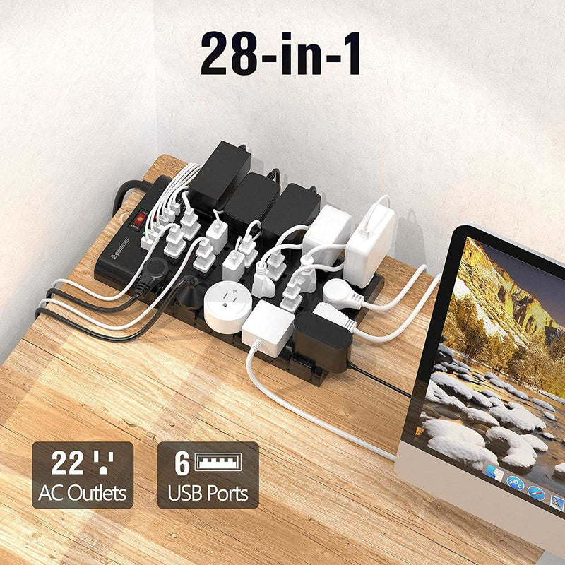 Power Strip, SUPERDANNY Surge Protector with 22 AC Outlets and 6 USB Charging Ports, 1875W/15A, 2100 Joules, 6.5Ft Flat Plug Heavy Duty Extension Cord for Home, Office, Dorm, Gaming Room, Black - Premium DESK ACCESSORIES from Visit the SUPERDANNY Store - Just $49.99! Shop now at Handbags Specialist Headquarter