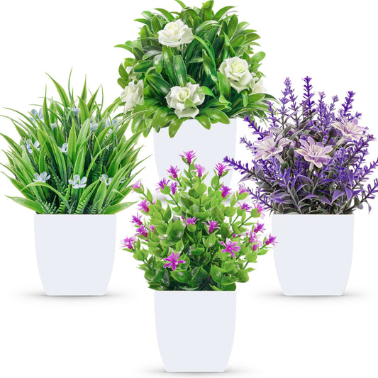 Rose Mini Potted Faux Plants - 2 Pack Decor - Handbags Specialist Headquarter