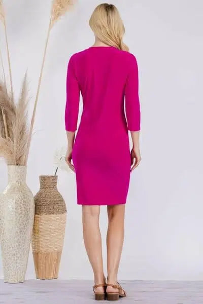 Celeste Full Size Round Neck Long Sleeve Slim Dress.