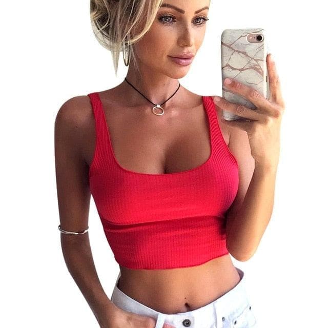 Fashion Sleeveless Crop Top Women Cotton Solid Color Tank Tops Vest 2018 Summer Ladies Slim Bralette Cropped T Shirt Camisole - Premium Women's T Shirt from eprolo - Just $12.98! Shop now at Handbags Specialist Headquarter