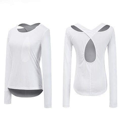 Female Fitness T-shirt Backless Cross Yoga Shirts Breathable Long Sleeve Sports Top Shirt Gym Workout Clothes for Women - Premium Women's T Shirt from eprolo - Just $17.80! Shop now at Handbags Specialist Headquarter