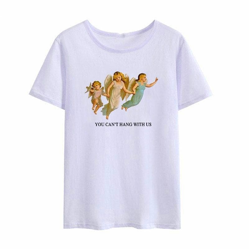 Women's Fashion You Cant Hang with Us Three Angels Tee Cry Me A River Casual Fun T-Shirt Letter Print tops - Premium Women's T Shirt from eprolo - Just $14.88! Shop now at Handbags Specialist Headquarter