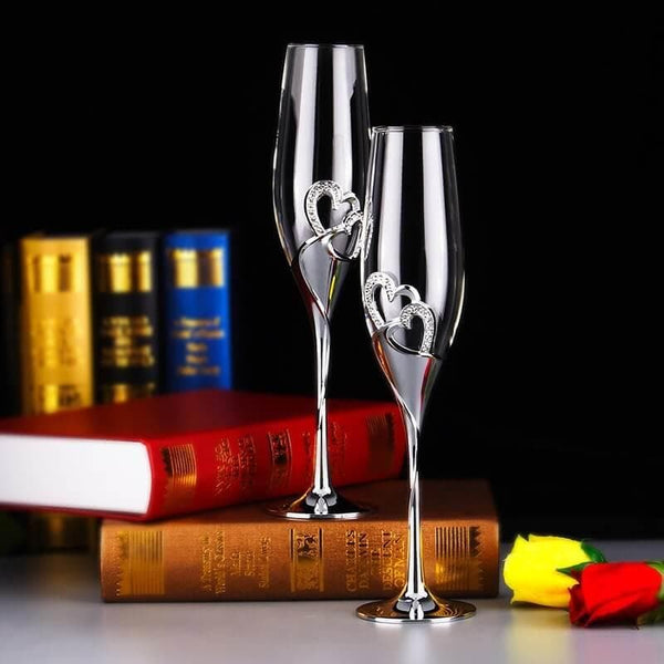1 Pair Crystal Wedding Toasting Champagne Cups Flutes Glasses Cup Wedding Party Marriage Decoration Bar Tool - Premium Cups from eprolo - Just $33.99! Shop now at Handbags Specialist Headquarter