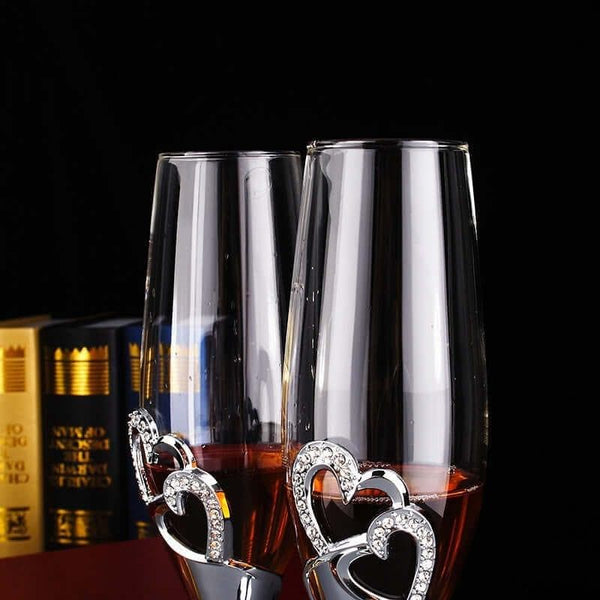 1 Pair Crystal Wedding Toasting Champagne Cups Flutes Glasses Cup Wedding Party Marriage Decoration Bar Tool - Handbags Specialist Headquarter