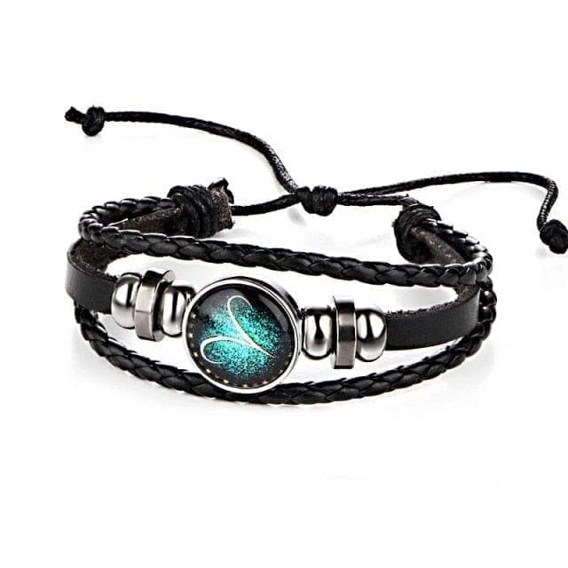 12 Constellations Leather Zodiac Sign with beads Bangle Bracelets For Men Boys Jewelry Travel Accessories Gifts - Premium Men Bracelets from eprolo - Just $13.99! Shop now at Handbags Specialist Headquarter