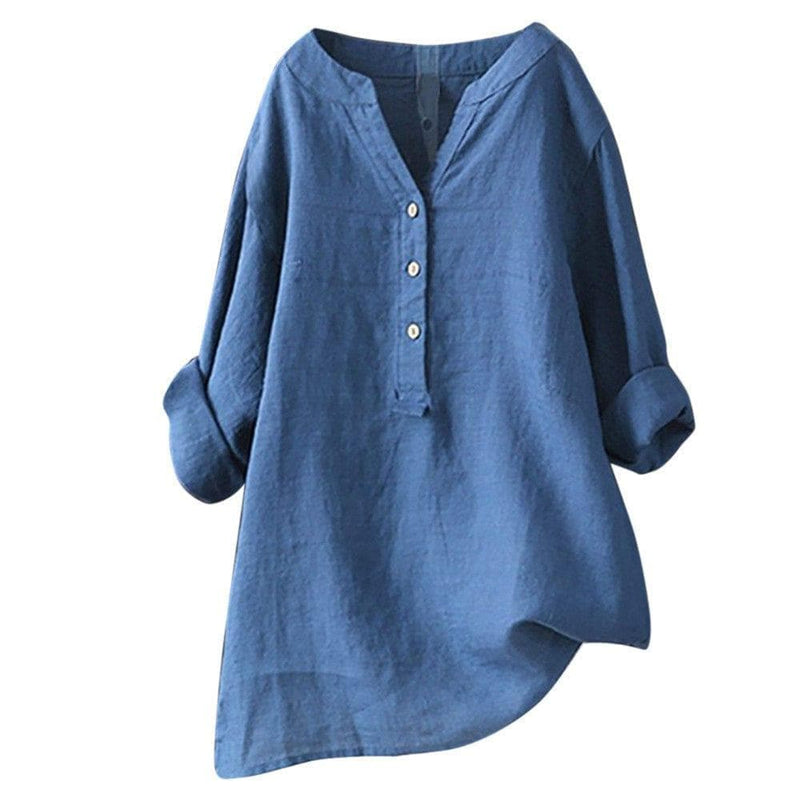 Spring Women Loose Blouses Shirt Solid Ladies Linen Cotton Long Sleeve Button Casual Shirt - Premium Women's T Shirt from eprolo - Just $20.58! Shop now at Handbags Specialist Headquarter
