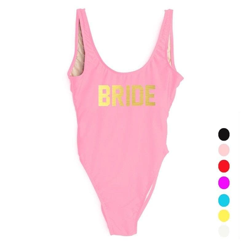 One Piece Swimsuit BRIDE Letter Wedding Party Swimming Suit For Women Mayo Bikini Maillot De Bain Femme Swimwear Girl Badpak - Premium Women swimsuit from eprolo - Just $21.98! Shop now at Handbags Specialist Headquarter