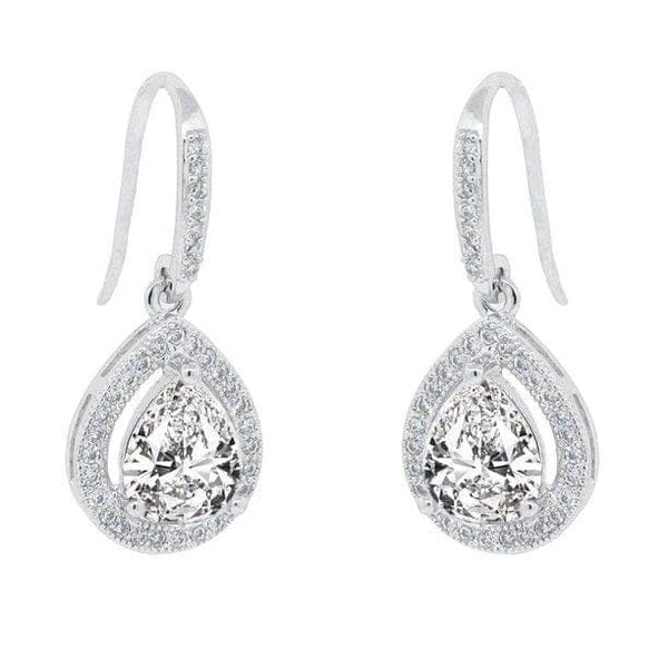 18k White Gold Teardrop Earrings with Crystals - Premium EARRINGS from Cate & Chloe - Just $33.99! Shop now at Handbags Specialist Headquarter