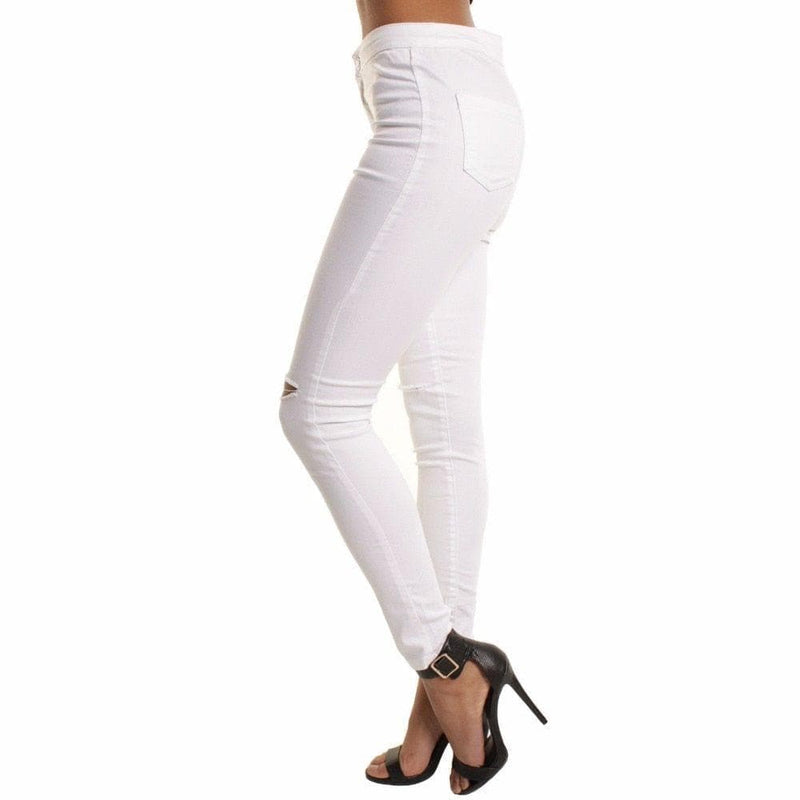 Autumn White Hole Skinny Ripped Jeans Women Jeggings Cool Denim High Waist Pants Capris Female Skinny Black Casual Jeans - Premium Women jeans from eprolo - Just $24.22! Shop now at Handbags Specialist Headquarter