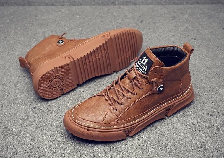 New Tide Winter Men Boots Street Fashion Men Casual Shoes Leather With Plush Short Martin Boots - Premium Men's shoes from eprolo - Just $63.00! Shop now at Handbags Specialist Headquarter