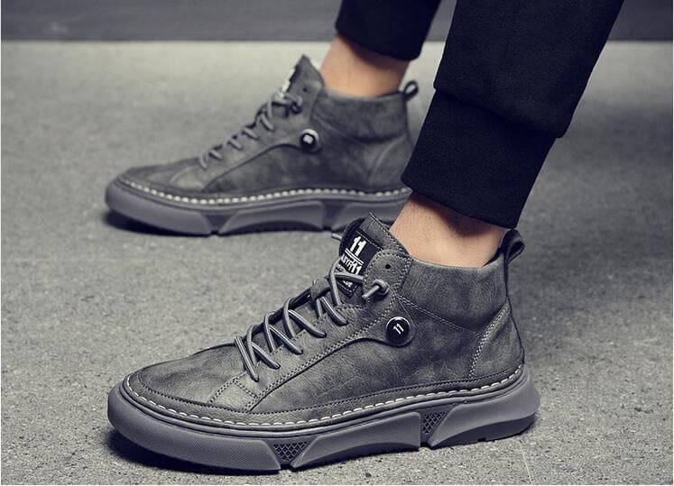 New Tide Winter Men Boots Street Fashion Men Casual Shoes Leather With Plush Short Martin Boots - Premium Men's shoes from eprolo - Just $63.00! Shop now at Handbags Specialist Headquarter