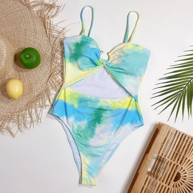 2021 Sexy High-cut Swimsuit Women's One-piece Swimsuit Tube Top Hollow Personality One-piece Tie-dye Women's Swimwear Swimsuit - Premium Women swimsuit from eprolo - Just $22.14! Shop now at Handbags Specialist Headquarter