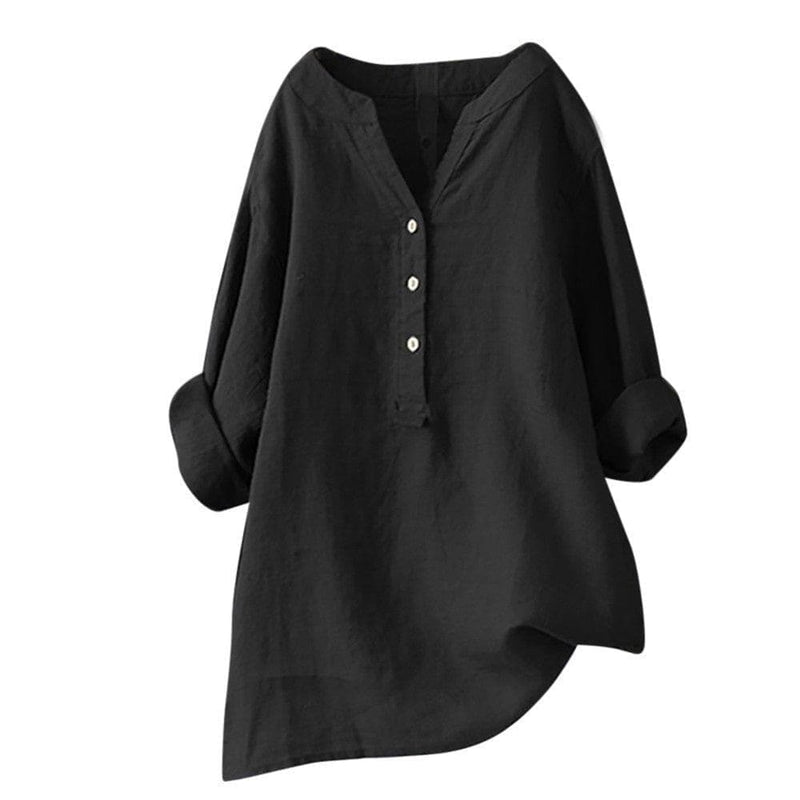 Spring Women Loose Blouses Shirt Solid Ladies Linen Cotton Long Sleeve Button Casual Shirt - Premium Women's T Shirt from eprolo - Just $20.58! Shop now at Handbags Specialist Headquarter