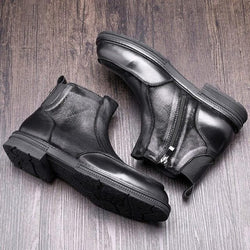 Hight End Boots Men Winter Shoes Full Grain Leather Chelsea Boots Business Man Elegant Zip Ankle Boots Retro - Premium Men's shoes from eprolo - Just $139.99! Shop now at Handbags Specialist Headquarter