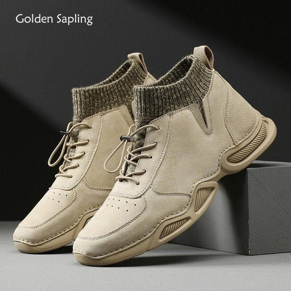 Golden Sapling Retro Boots Fashion Genuine Leather Men Shoes Comfortable Outdoor Trekking Men's Boots Military Casual Work Shoe - Premium Men's shoes from eprolo - Just $69.36! Shop now at Handbags Specialist Headquarter