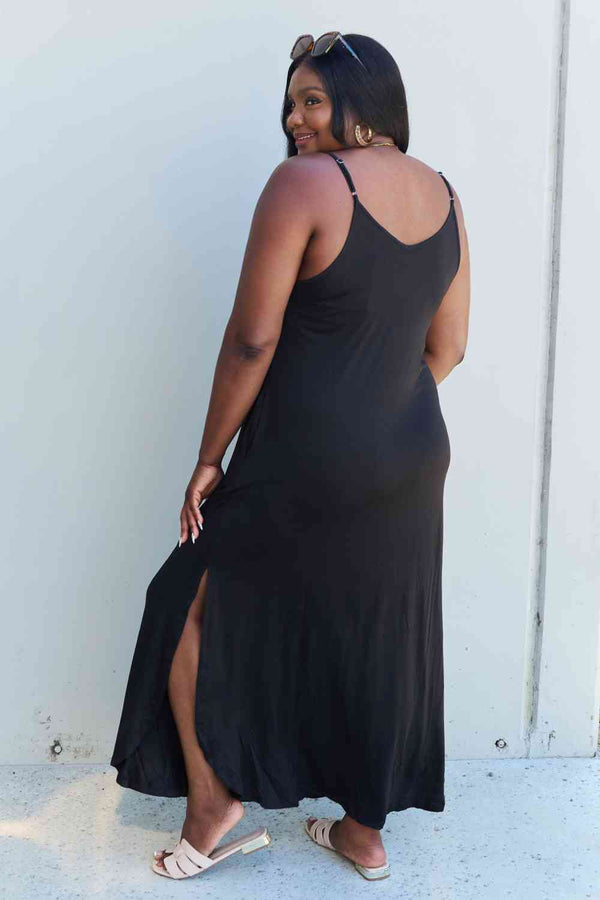 Ninexis Good Energy Full Size Cami Side Slit Maxi Dress in Black - Premium Dresses from Trendsi - Just $26! Shop now at Handbags Specialist Headquarter