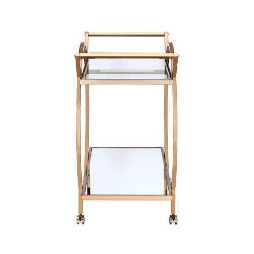 33" X 19" X 35" Champagne Metal Tube Serving Cart - Premium Carts from HomeRoots Kitchen - Just $476.02! Shop now at Handbags Specialist Headquarter