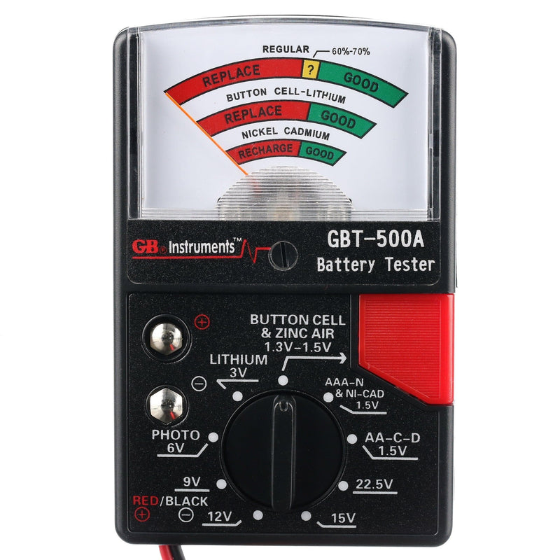 Gardner Bender GBT-500A Analog Battery Tester, Batteries 1.5V to 22.5V, Easy-to-Read Indicator, Includes Test Leads - Premium Cell Phone Parts from Gardner Bender - Just $19.99! Shop now at Handbags Specialist Headquarter