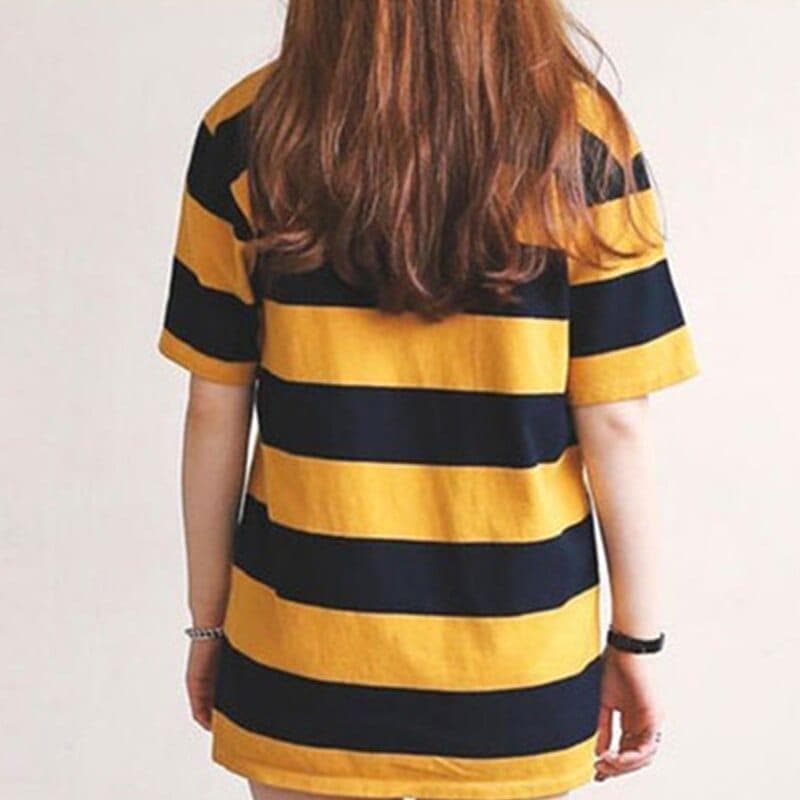 Women stripe T-Shirt Streetwear Oversized TShirt Casual shirts clothes summer Loose Hipster Tops Tees O-neck Short Sleeve Female - Premium Women's T Shirt from eprolo - Just $16.54! Shop now at Handbags Specialist Headquarter