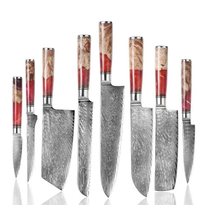 XUANFENG set of vg10 steel kitchen knife brocade machete chef knife bread knife blue resin and color wooden handle kitchen tools - Premium Cook from eprolo - Just $56.98! Shop now at Handbags Specialist Headquarter