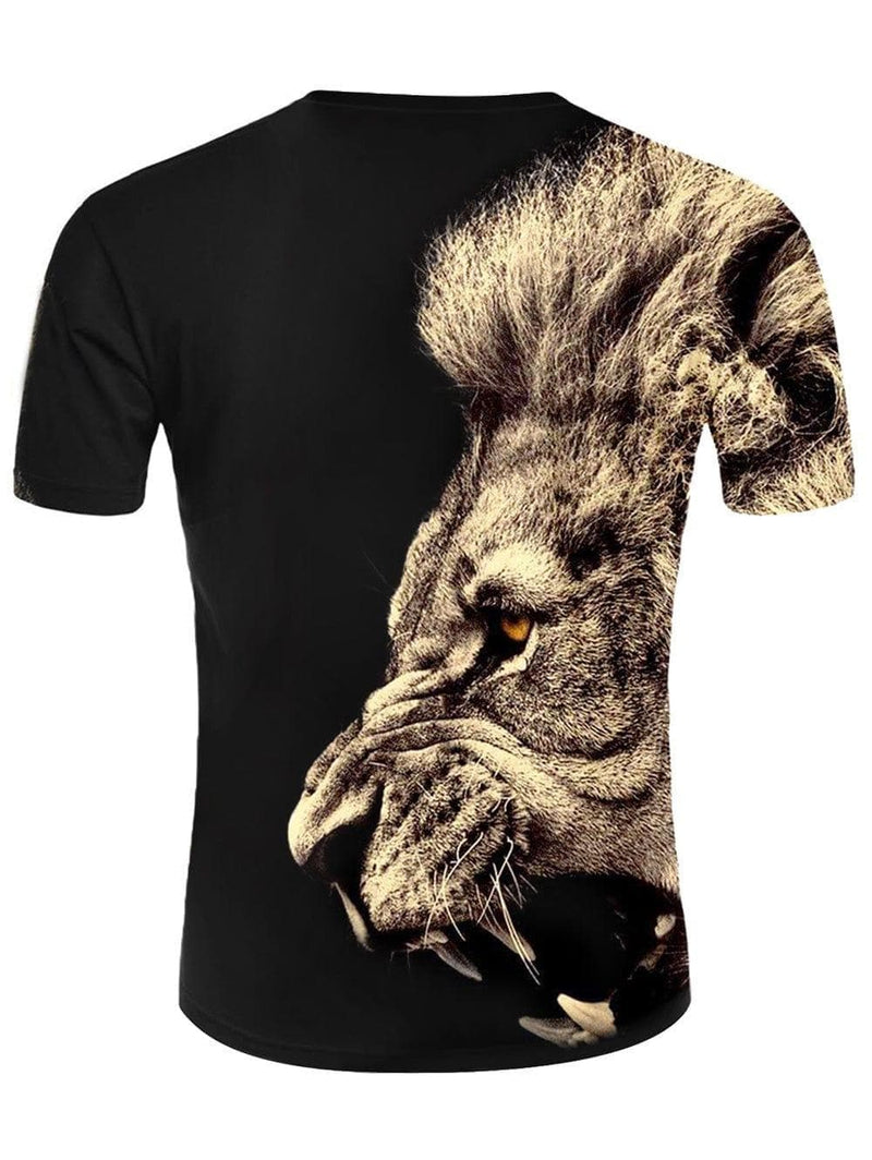 3D Angry Lion Print Short Sleeve T-shirt - Premium MEN T-SHIRT from eprolo - Just $18.74! Shop now at Handbags Specialist Headquarter