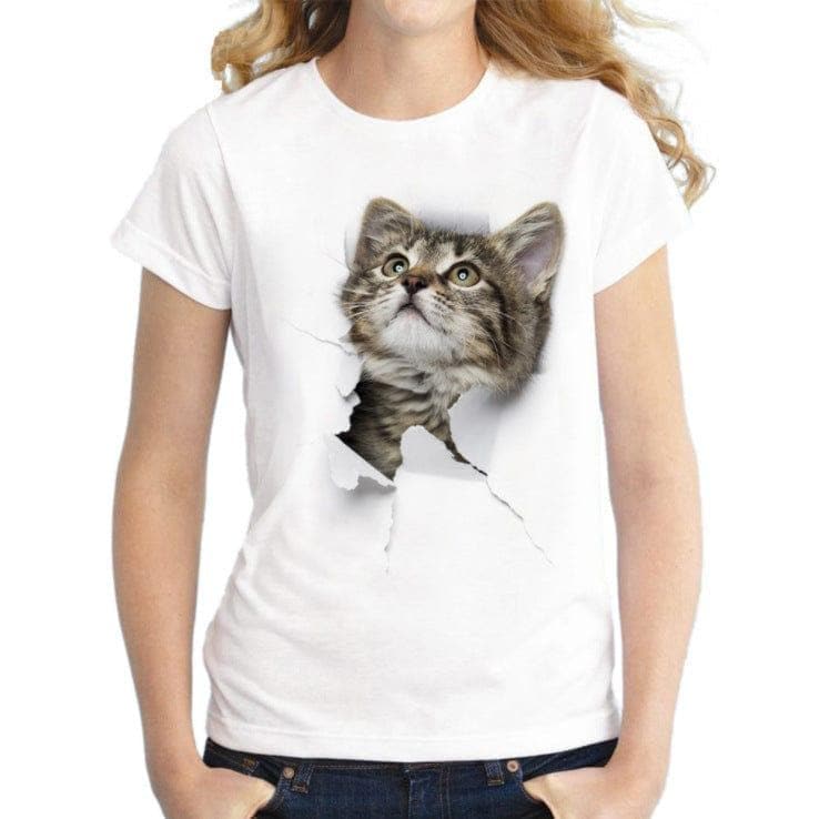 3D cat Print Casual Harajuku Women T-Shirt Summer Short sleeve Casual Round neck Cheap Clothes China Top - Premium Women's T Shirt from eprolo - Just $14.98! Shop now at Handbags Specialist Headquarter
