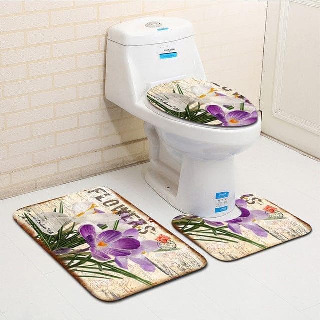 3pcs Green Flower Banyo Bathroom Carpet Toilet U Type Bath Mats Set Non Slip Pad Tapis Salle De Bain Alfombra Bano - Premium HOME DÉCOR Towel Set from EVLIKCOCINA - Just $26.99! Shop now at Handbags Specialist Headquarter