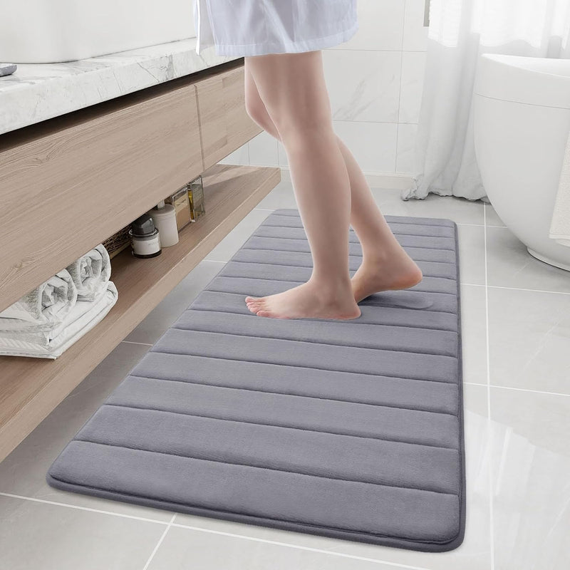 Buganda Memory Foam Bath Mat Rug, 24" x 16", Ultra Soft and Non-Slip Bathroom Rugs, Water Absorbent and Machine Washable Bath Rug for Bathroom, Shower, and Tub, Black - Premium Bath Rugs from Visit the Buganda Store - Just $23.99! Shop now at Handbags Specialist Headquarter