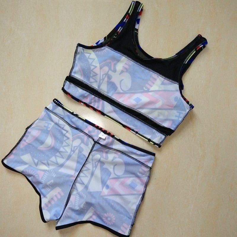 Women High Waist Bikini Swimsuits 3XL Plus Size Swim Wear Bathing Suit African Print Biquini Large Two Piece Neck Swimwear - Handbags Specialist Headquarter