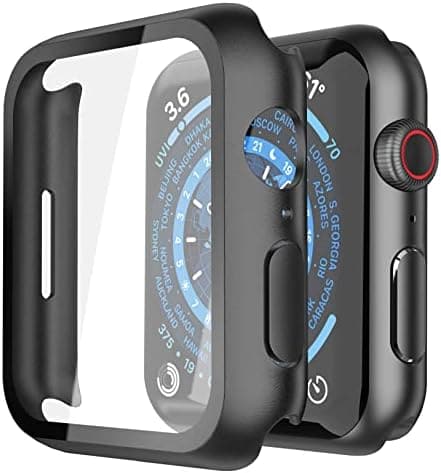 Misxi 2 Pack Hard PC Case with Tempered Glass Screen Protector Compatible with Apple Watch Series 6 SE Series 5 Series 4 44mm, Black - Premium Health Care phone case from Visit the Misxi Store - Just $24.67! Shop now at Handbags Specialist Headquarter