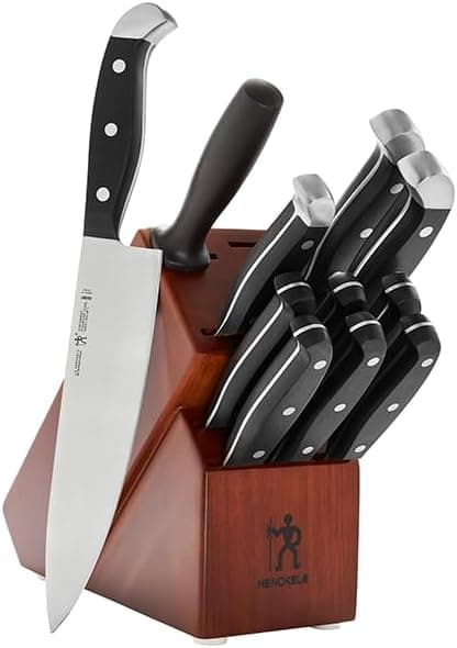 HENCKELS Premium Quality 12-Piece Knife Set with Block and Knife Sharpener, Razor-Sharp, German Engineered Knife Informed by over 100 Years of Masterful Knife Making, Dark Brown - Premium Cookware from Visit the HENCKELS Store - Just $114.99! Shop now at 