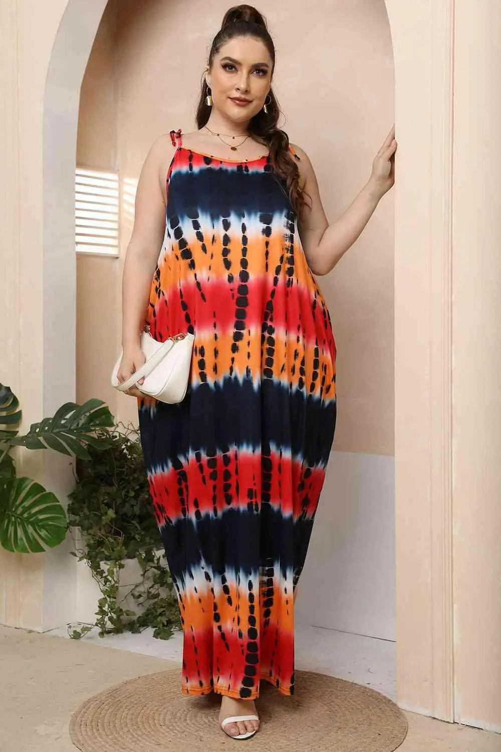 Plus Size Tie-Shoulder Maxi Dress.