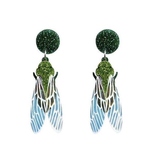 Fashion Jewelry Glitter Cicada Earrings for Womens Pendientes Acrylic Insect Wing Drop Earring - Premium Earring from eprolo - Just $17.99! Shop now at Handbags Specialist Headquarter