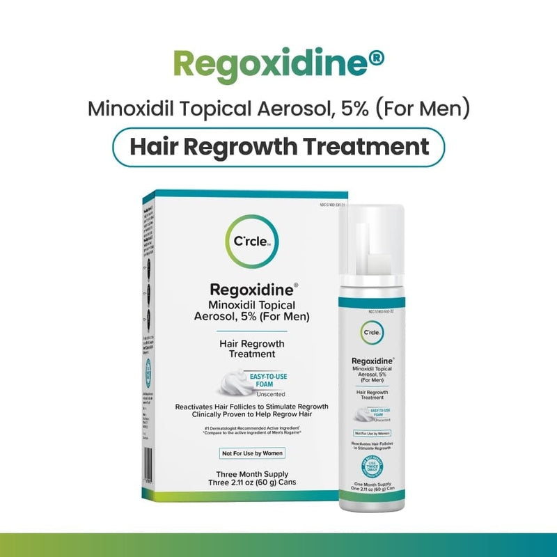 Regoxidine Men's 5% Minoxidil Foam & Topical - Helps Restore Vertex Hair Loss & Thinning Hair - Extra Strength Supports Hair Regrowth in Unscented Topical Aerosol Treatment (Foam, 3 Month's Supply)…