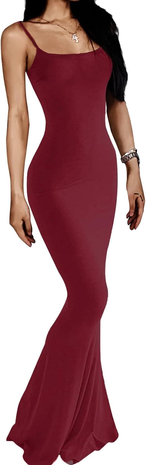 Women's Casual Lounge Slip Long Dress Sexy Sleeveless Backless Bodycon Maxi Dresses 2023 Summer Slim Elegant