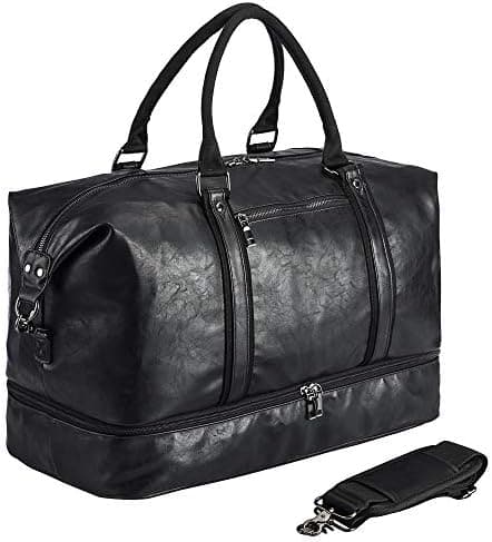 Leather Travel Bag with Shoe Pouch,Weekender Overnight Bag Waterproof Large Carry On Bag Travel Tote Duffel Bag for Men or Women - Premium Travel Duffels from Visit the seyfocnia Store - Just $70.99! Shop now at Handbags Specialist Headquarter