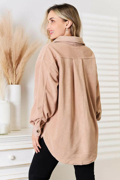 Heimish Cozy Girl Full Size Button Down Shacket.
