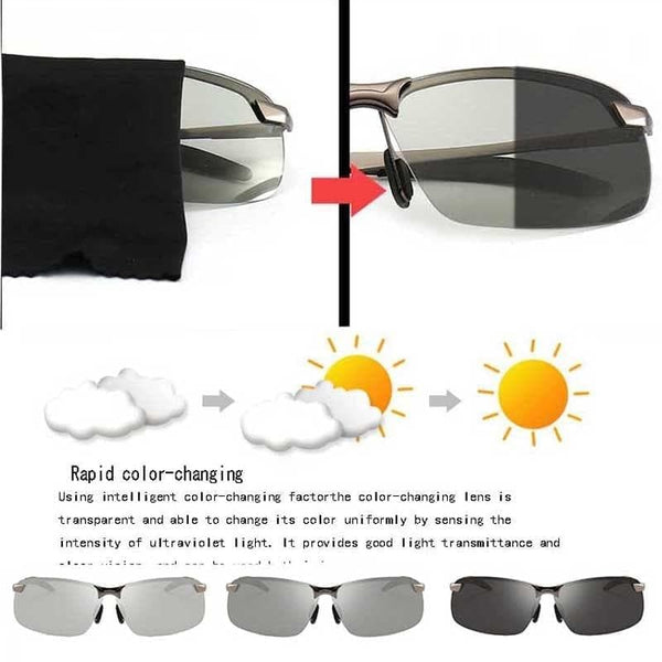 Photochromic Sunglasses Men Polarized driving Chameleon Glasses Male Change Color SunGlasses Day Night Vision Driving Eyewear - Premium Men Sunglasses from eprolo - Just $19.99! Shop now at Handbags Specialist Headquarter