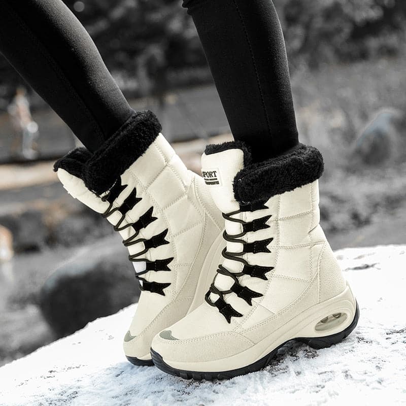 Moipheng Women Boots Winter Keep Warm Quality Mid-Calf Snow Boots Ladies Lace-up Comfortable Waterproof Booties Chaussures Femme - Premium Women Boots from . - Just $39.99! Shop now at Handbags Specialist Headquarter