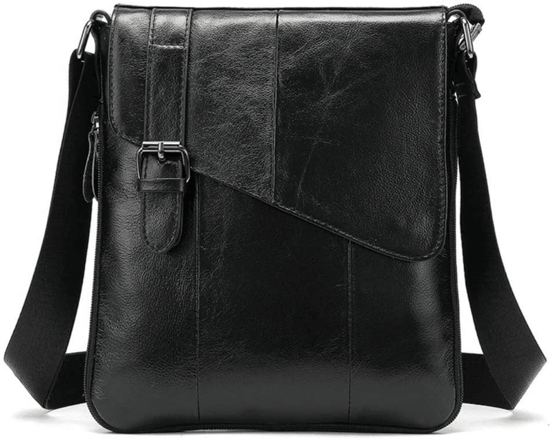 Small Leather Shoulder Messenger Bag for Men Travel Business Crossbody Pack Wallet Sling Bag for Cell Phone/Mini Ipad - Premium  from Hebetag - Just $36.85! Shop now at Handbags Specialist Headquarter