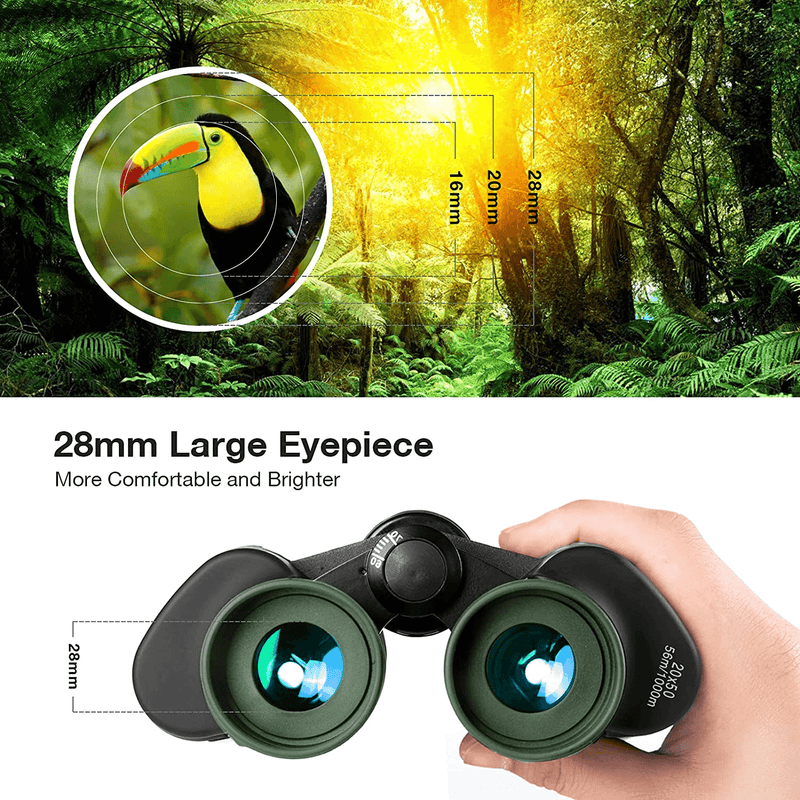 20X50 Hunting Binoculars for Adults with Low Light Night Vision - 28Mm Large Eyepiece Professional Waterproof Binoculars for Bird Watching Hiking Concert Travel with BAK4 Prism FMC Lens, Green - Premium  from FREE SOLDIER OPTICS - Just $77.89! Shop now at Handbags Specialist Headquarter