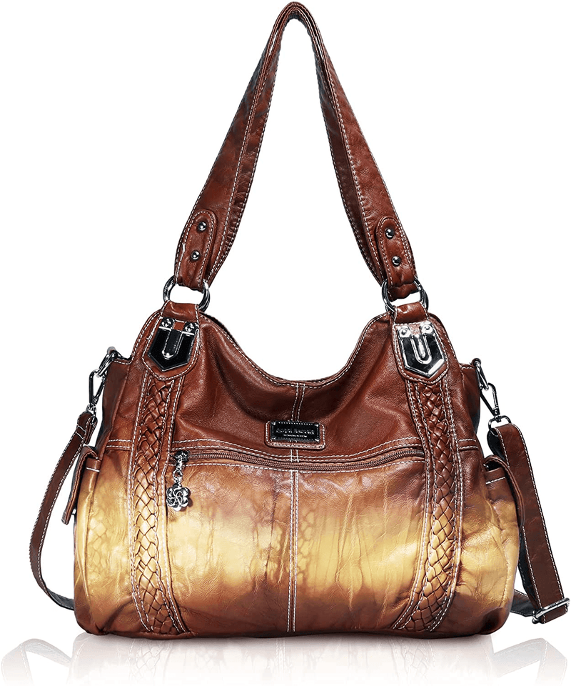 Angel Barcelo Roomy Fashion Hobo Womens Handbags Ladies Purse Satchel Shoulder Bags Tote Washed Leather Bag - Premium  from Angel Barcelo - Just $53.36! Shop now at Handbags Specialist Headquarter