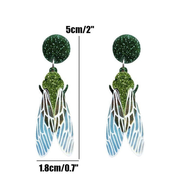 Fashion Jewelry Glitter Cicada Earrings for Womens Pendientes Acrylic Insect Wing Drop Earring - Premium Earring from eprolo - Just $17.99! Shop now at Handbags Specialist Headquarter