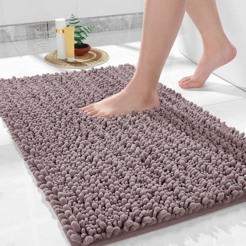 Yimobra Bathroom Rug Mat, 24'' x 17'', Luxury Chenille Shaggy Bath Rugs, Extra Soft & Thick, Absorbent Water, Non-Slip, Machine Washable, Bath Mats for Bath Floor,Tub and Shower, Gray - Premium Bath Rugs from Visit the Yimobra Store - Just $29.99! Shop now at Handbags Specialist Headquarter
