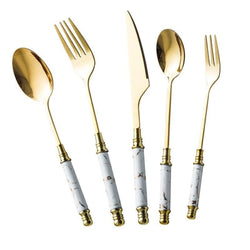 5pcs Ceramic Tableware Fork Spoon Knife Set Vintage Cutlery Set - Premium Cook from eprolo - Just $23.99! Shop now at Handbags Specialist Headquarter