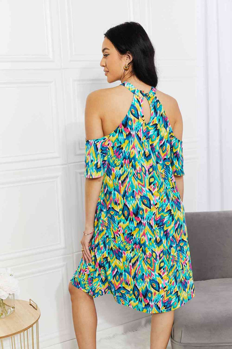 Sew In Love Full Size Perfect Paradise Printed Cold-Shoulder Dress - Premium Dresses from Trendsi - Just $45! Shop now at Handbags Specialist Headquarter