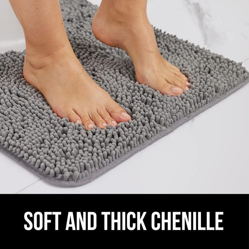 Gorilla Grip Bath Rug 24x17, Thick Soft Absorbent Chenille, Rubber Backing Quick Dry Microfiber Mats, Machine Washable Rugs for Shower Floor, Bathroom Runner Bathmat Accessories Decor, Grey - Premium Bath Rugs from Visit the Gorilla Grip Store - Just $19.99! Shop now at Handbags Specialist Headquarter